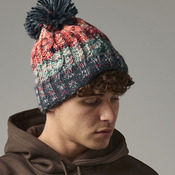 Corkscrew pom pom beanie