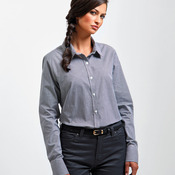 Women's Microcheck (Gingham) long sleeve cotton shirt