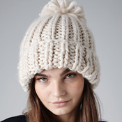 Oversized hand-knitted beanie