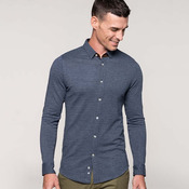 Long-sleeved jacquard knit shirt