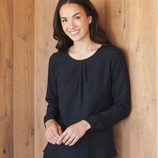 Women's pleat front long sleeve blouse