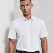 Stretch fit cotton poplin short sleeve shirt
