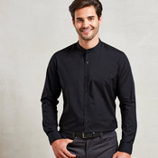 Banded collar grandad long sleeve shirt